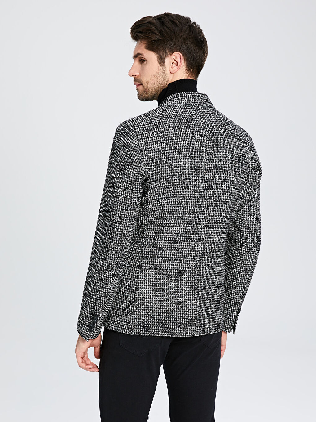 Siyah Standart Kalıp Gabardin Erkek Blazer Ceket-3