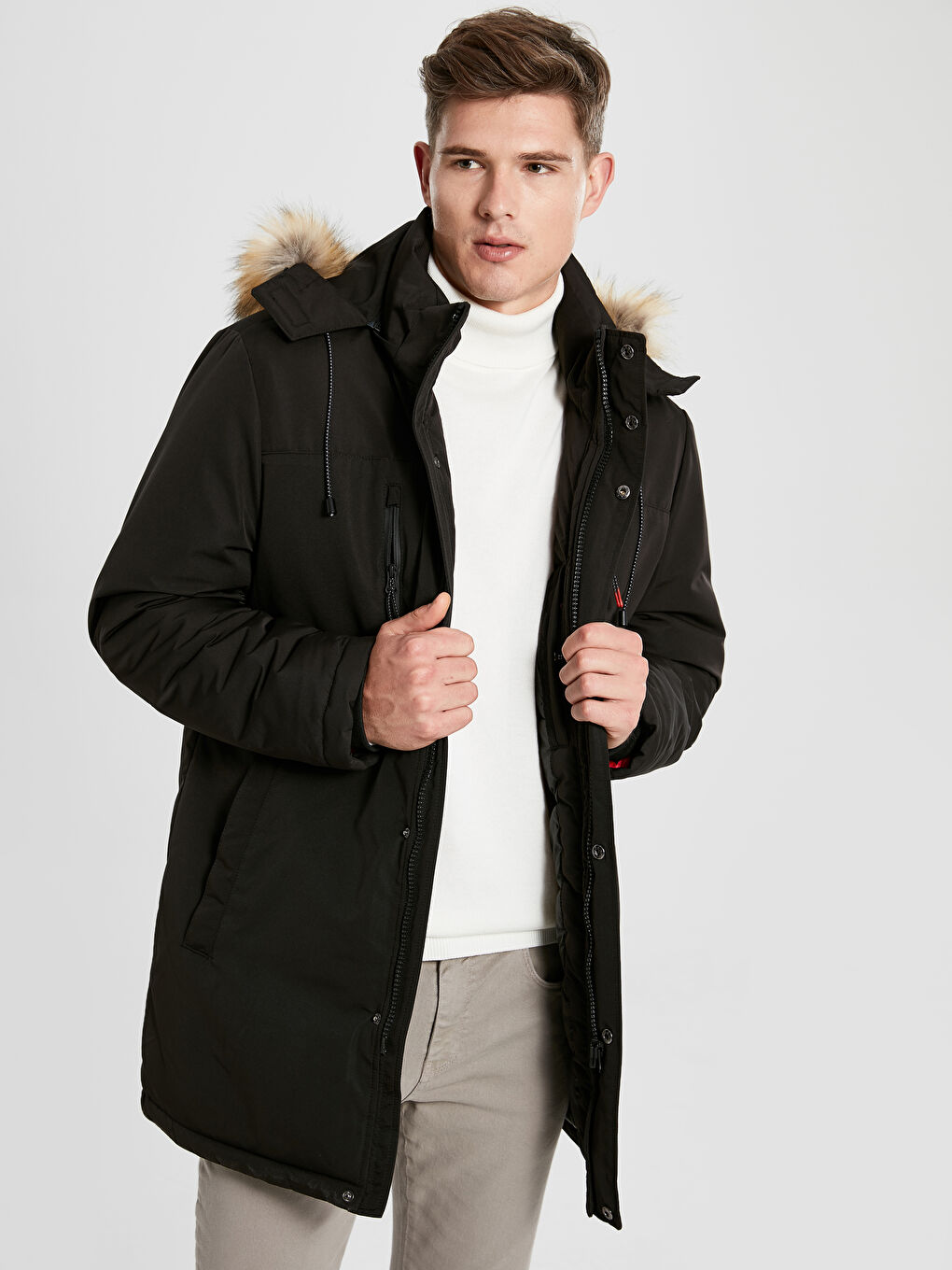 Siyah Sıyah Şişme Mont-1