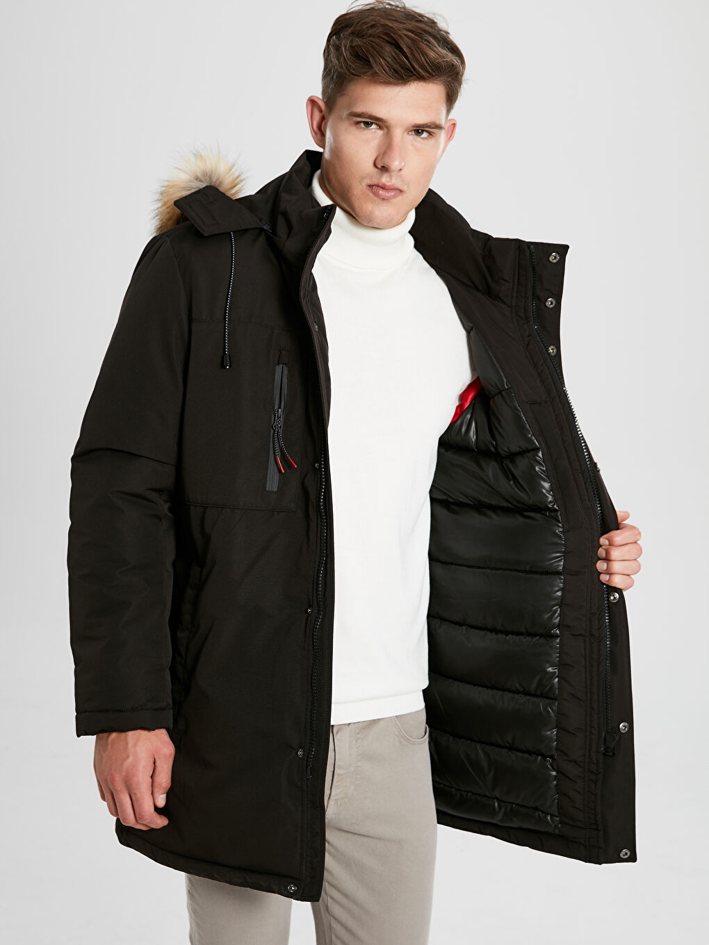 Siyah Sıyah Şişme Mont-3