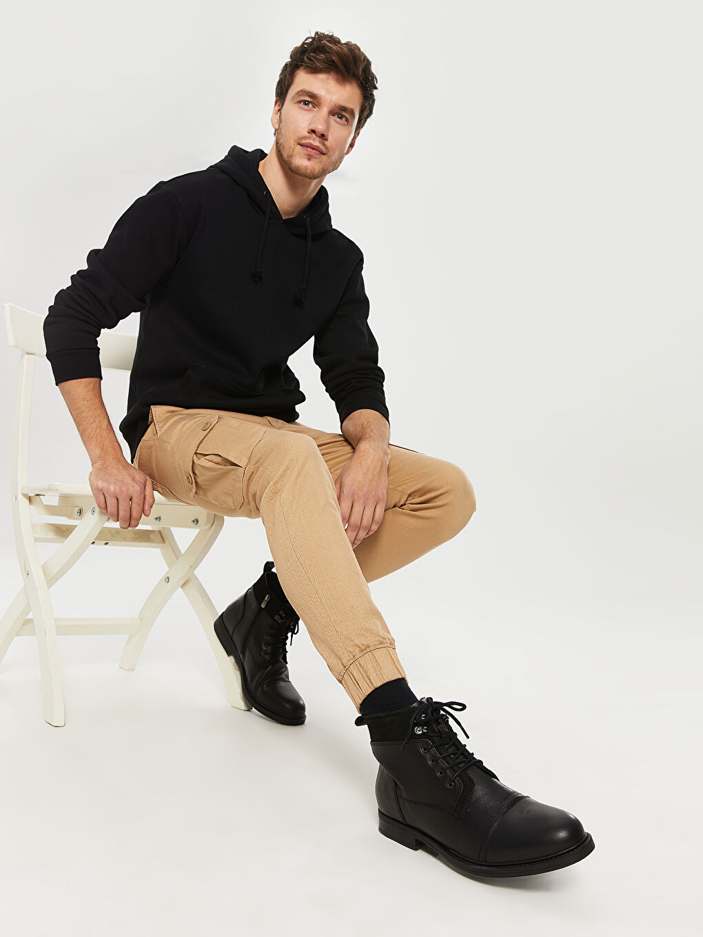 Siyah Erkek Fermuarlı Hakiki Deri Bot