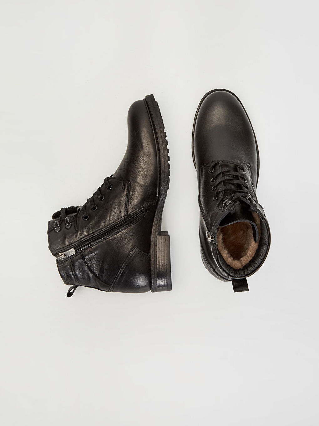 Siyah Erkek Fermuarlı Deri Bot-1