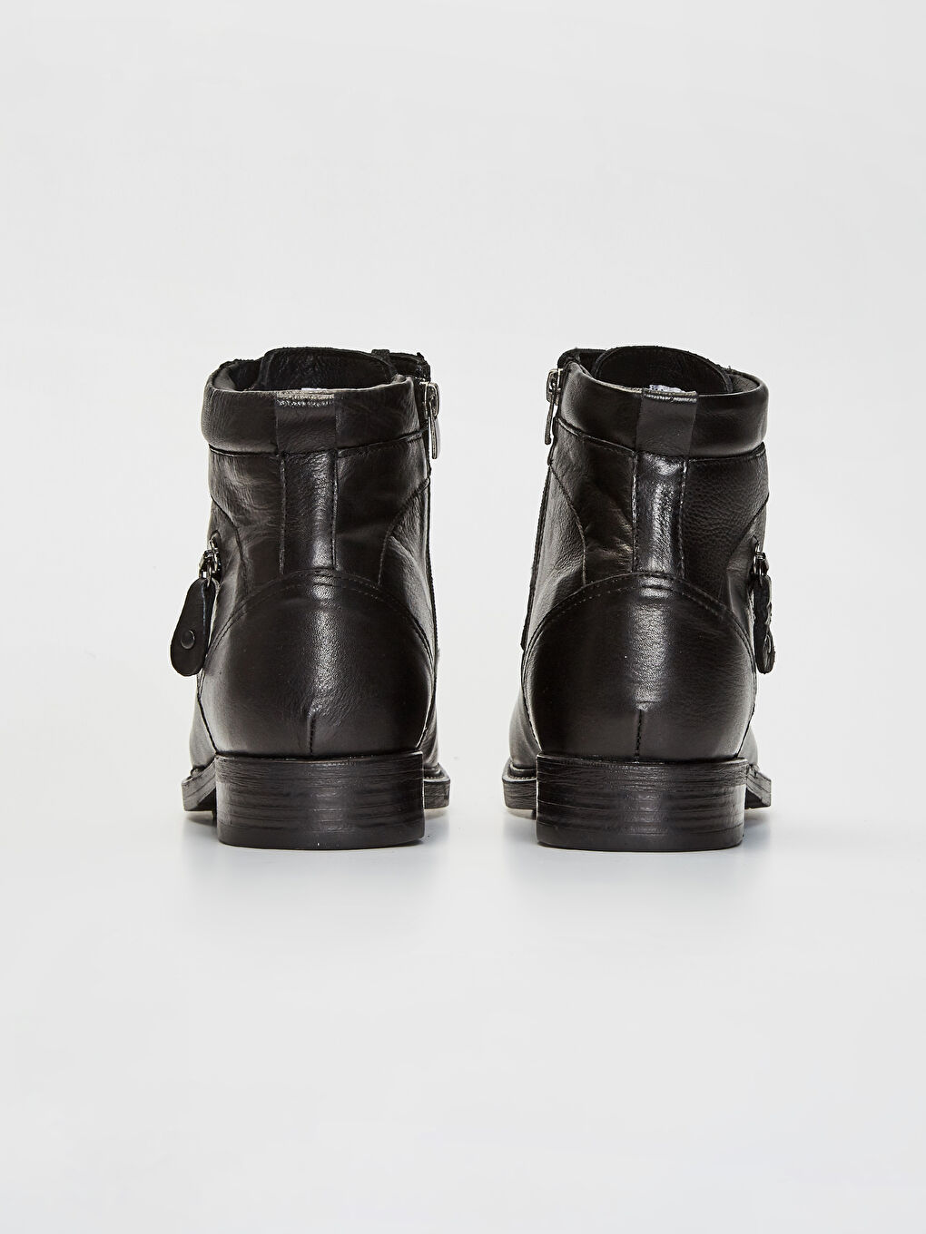 Siyah Erkek Fermuarlı Deri Bot-3