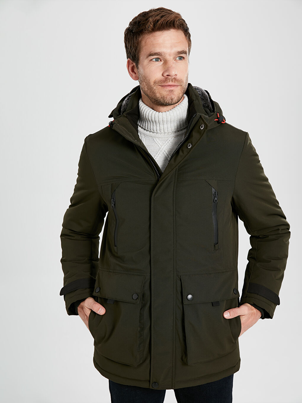 Мужчины Хаки Пальто