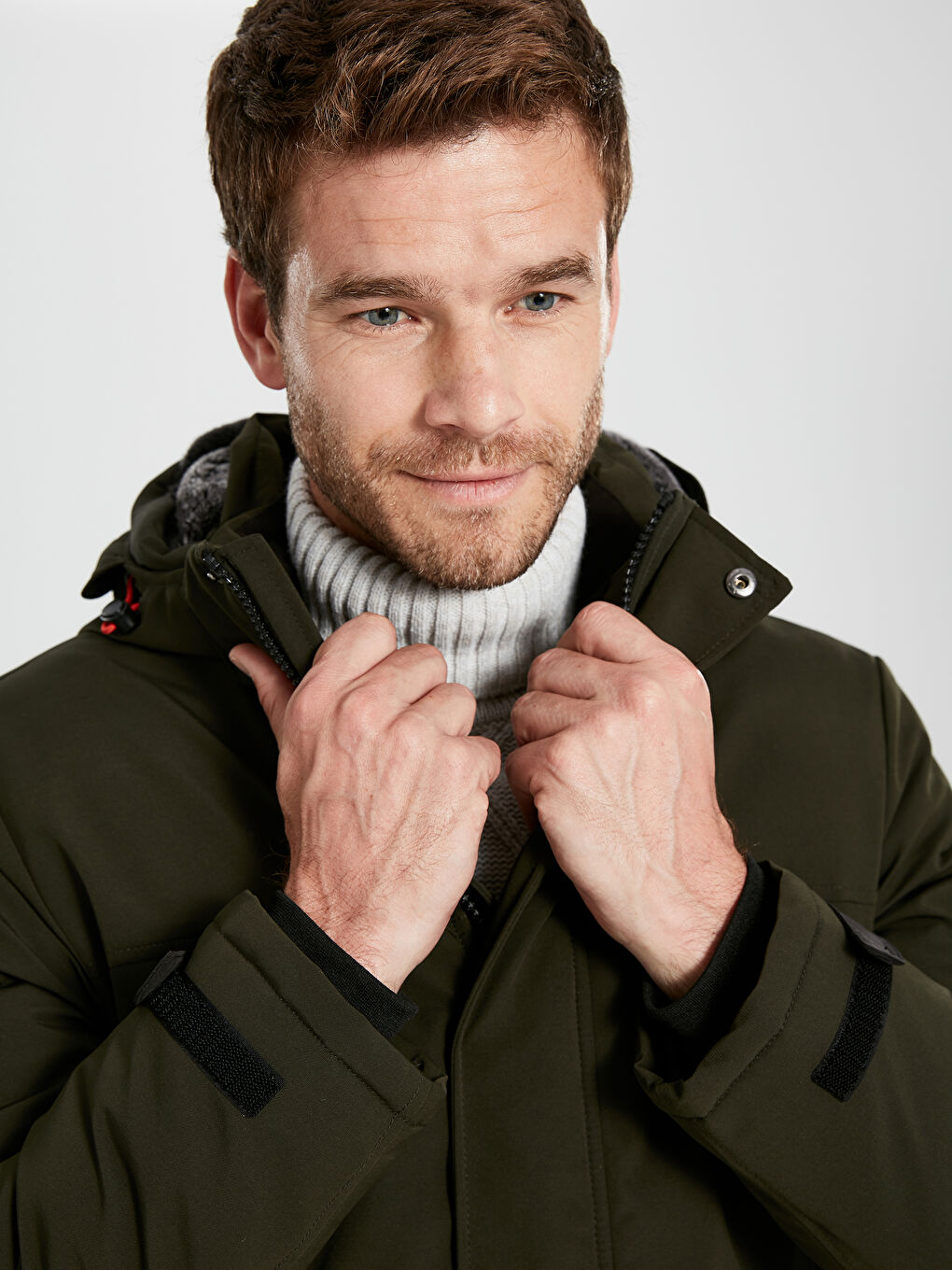 Мужчины Хаки Пальто-3