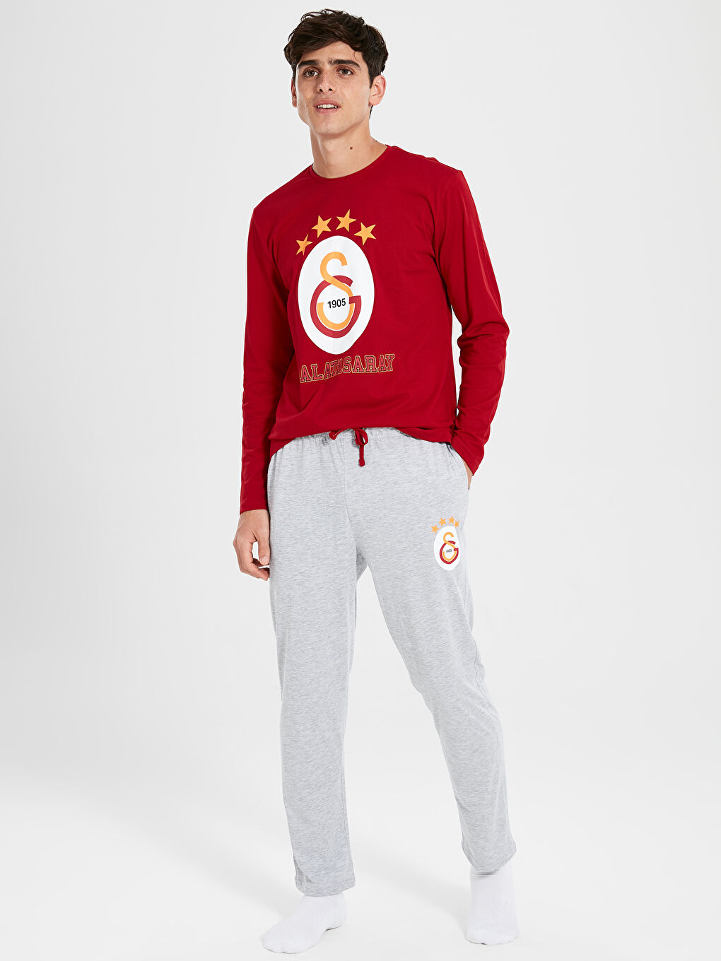 Kırmızı Standart Kalıp Galatasaray Baskılı Erkek Taraftar Pijama Takımı