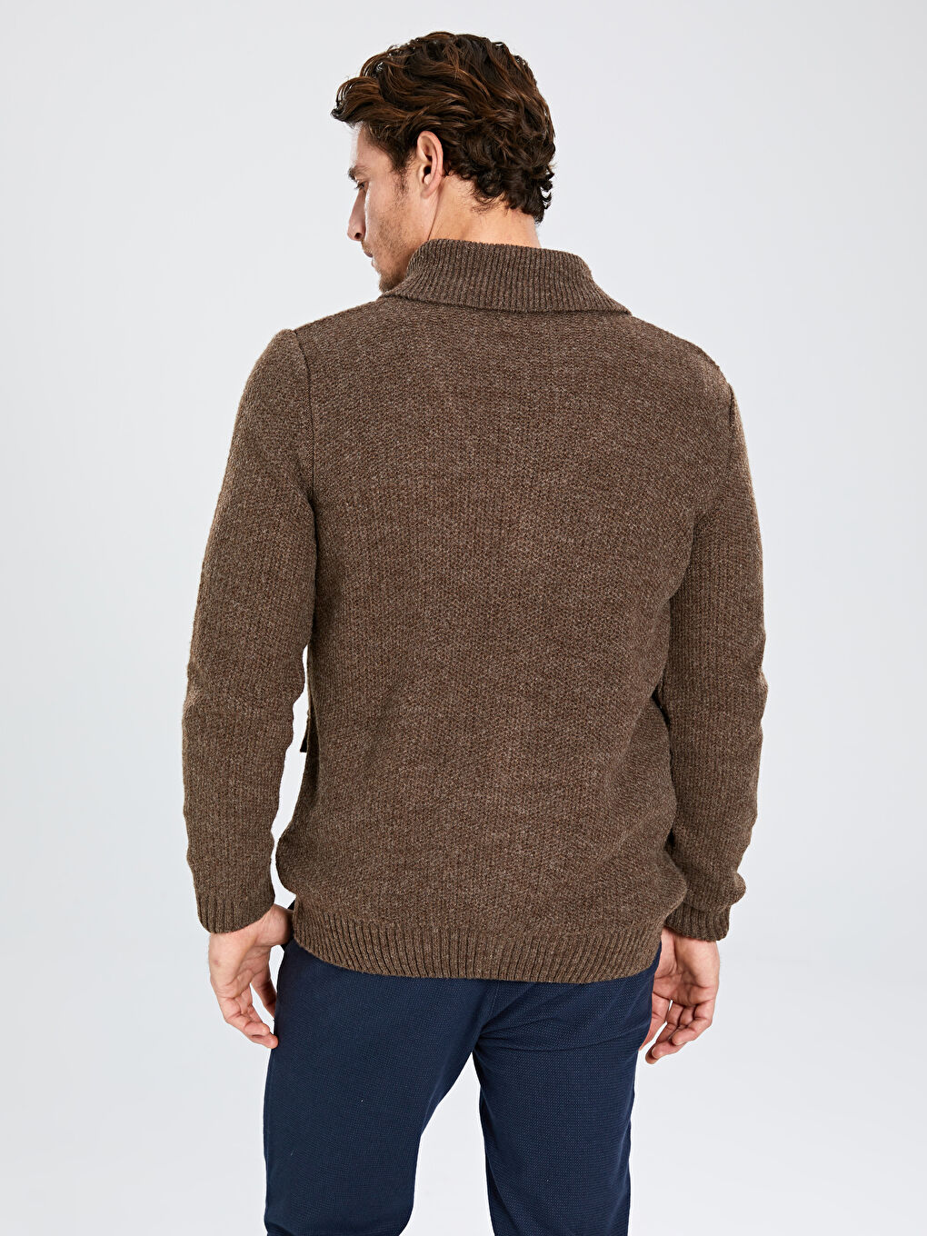 Cardigan en Tricot à Col Châle pour Hommes Coupe Standard-2