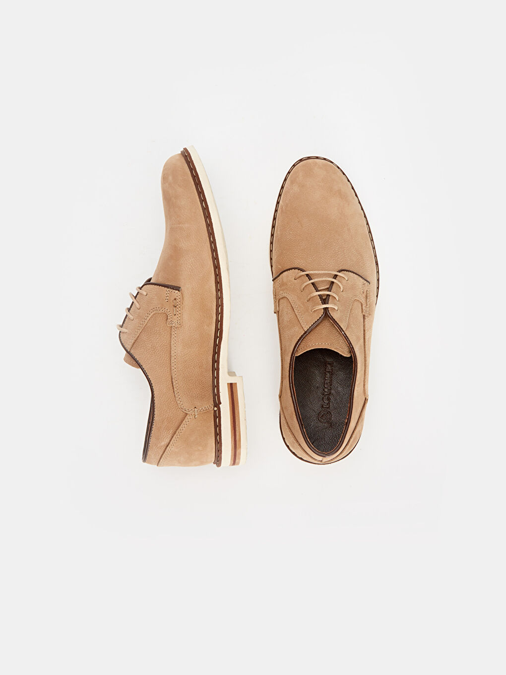 Bej Erkek Hakiki Deri Derby Ayakkabı-2