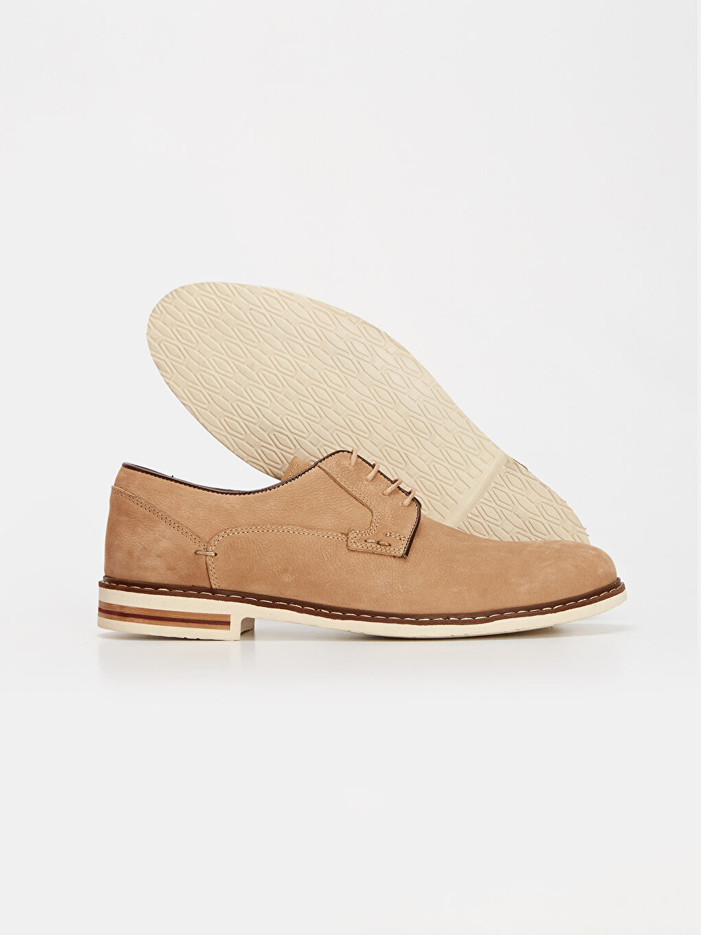 Bej Erkek Hakiki Deri Derby Ayakkabı-3