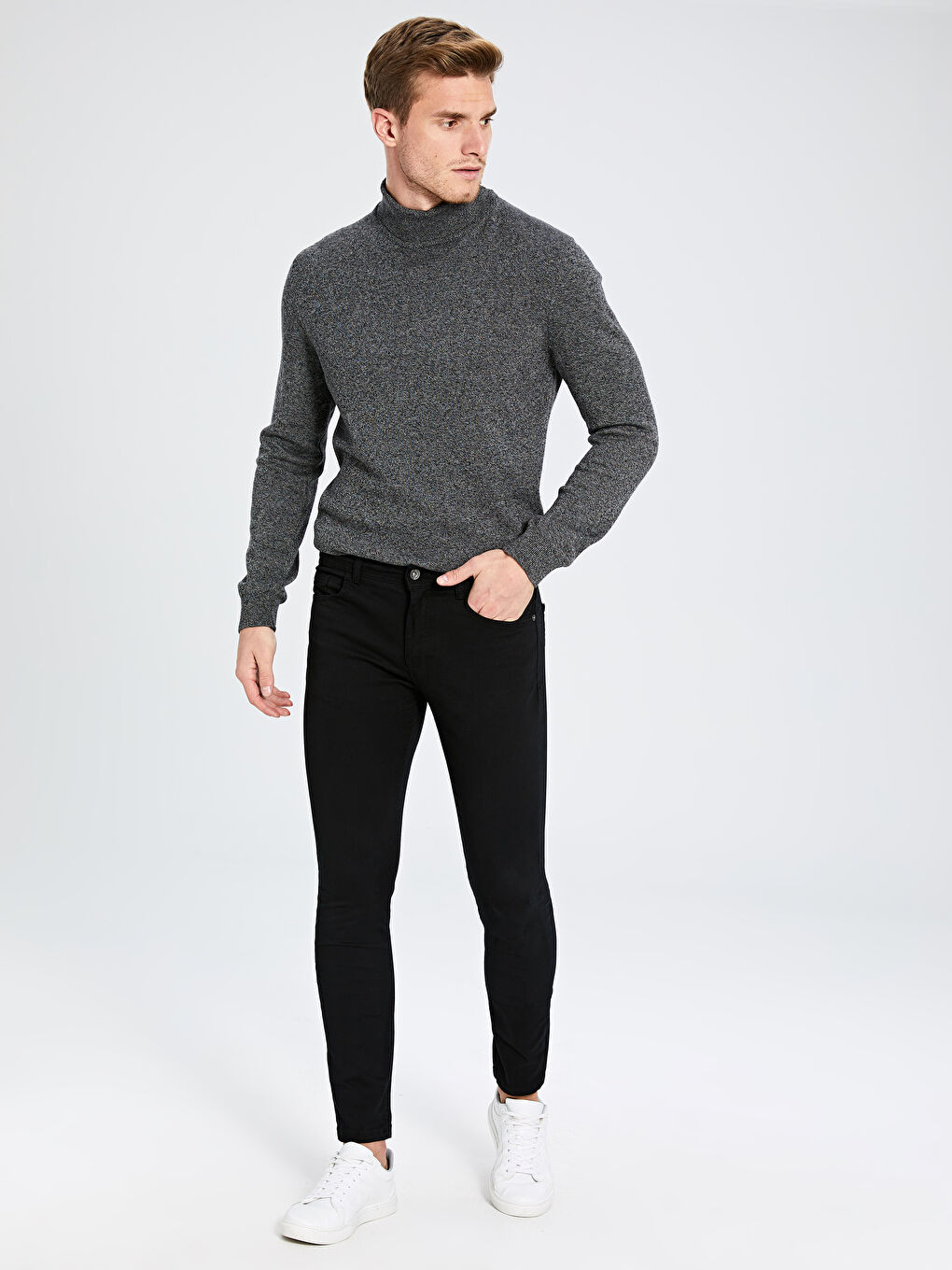 Siyah Slim Fit Erkek Pantolon-1