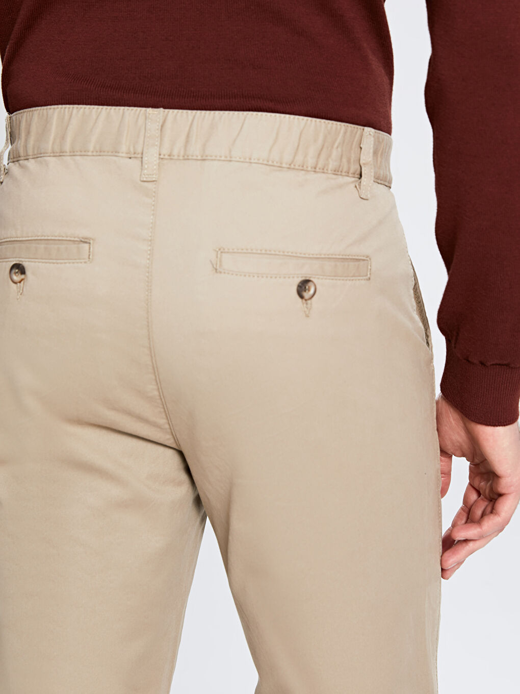 Bej Geniş Kalıp Gabardin Erkek Chino Pantolon-3