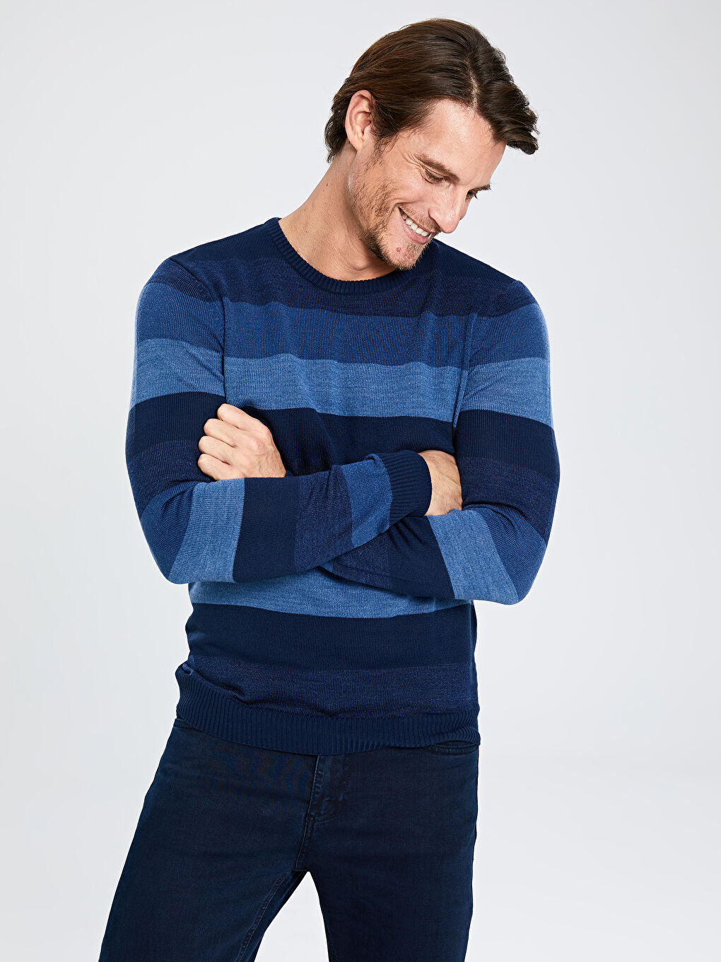 LCWAIKIKI Classic Crew Neck Long Sleeve Thin Men's Tricot Sweater -9WR802Z8-NOO