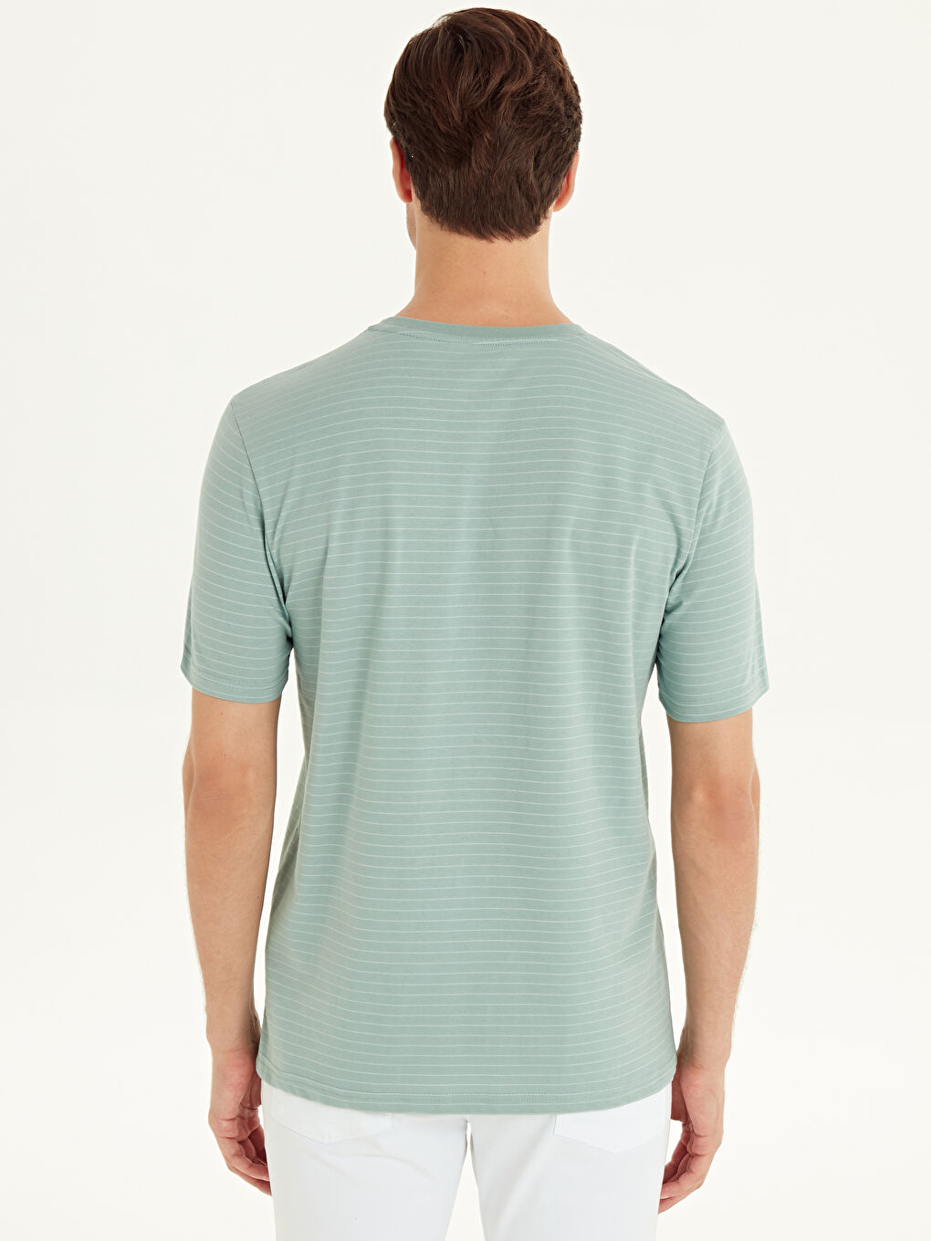 Yeşil Bisiklet Yaka Penye Erkek Tişört-2