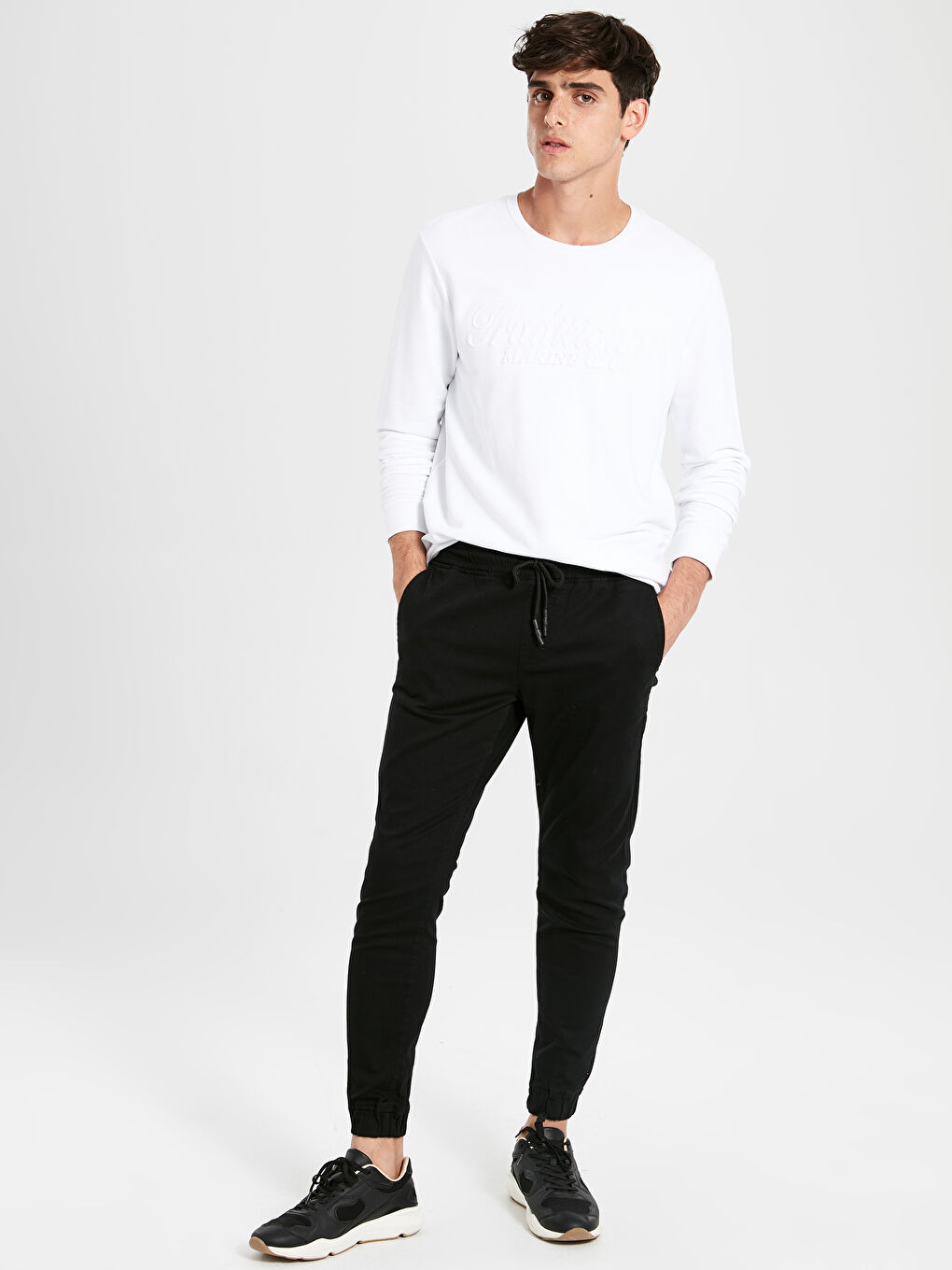 Siyah Slim Fit Jogger Gabardin Pantolon