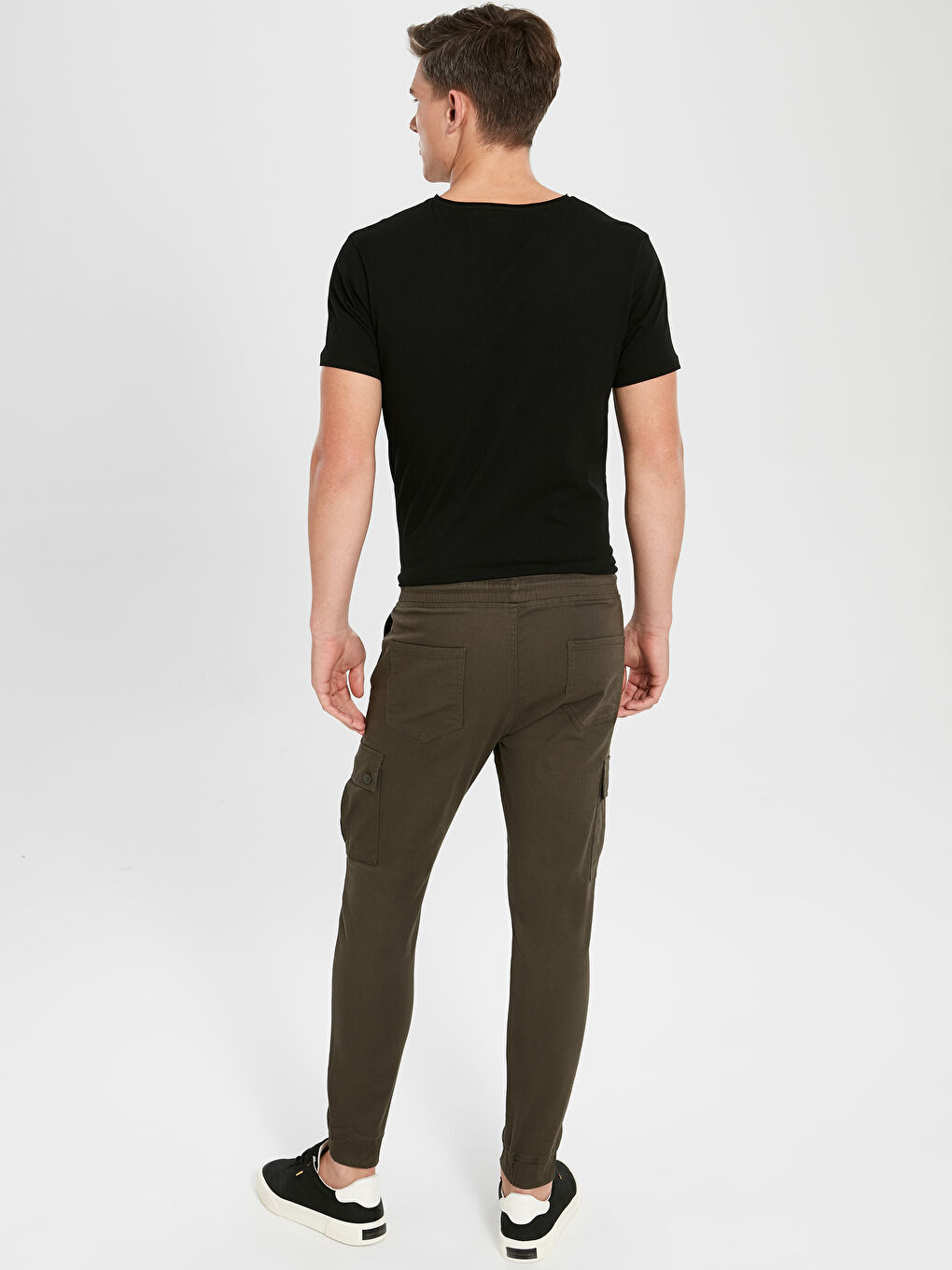 Haki Slim Fit Gabardin Kargo Pantolon-2