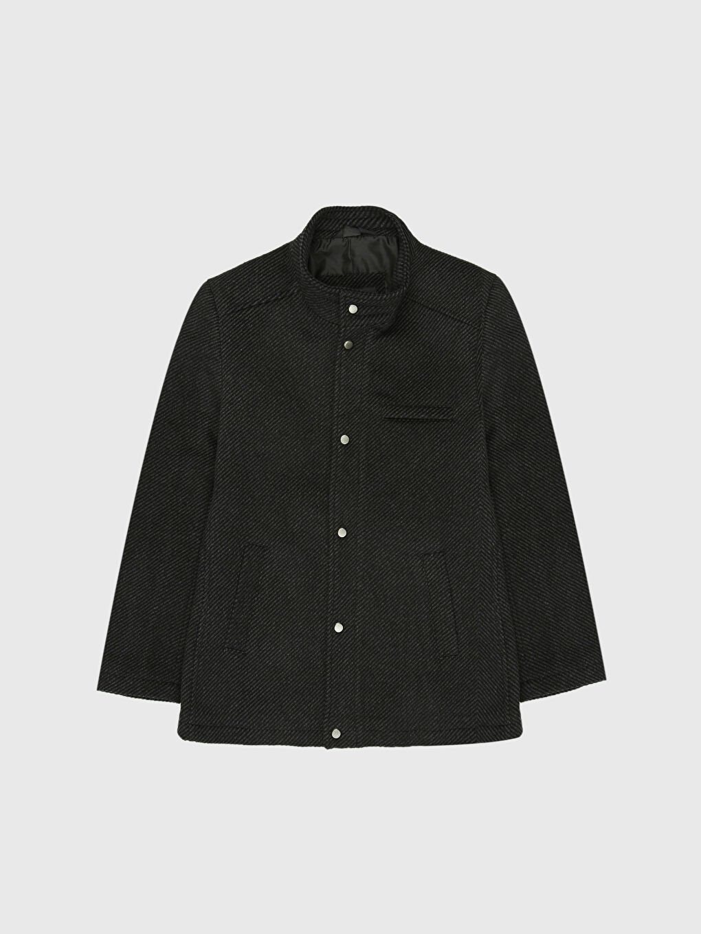 Antrasit Rahat Kalıp Dik Yaka Erkek Kaşe Kaban-1