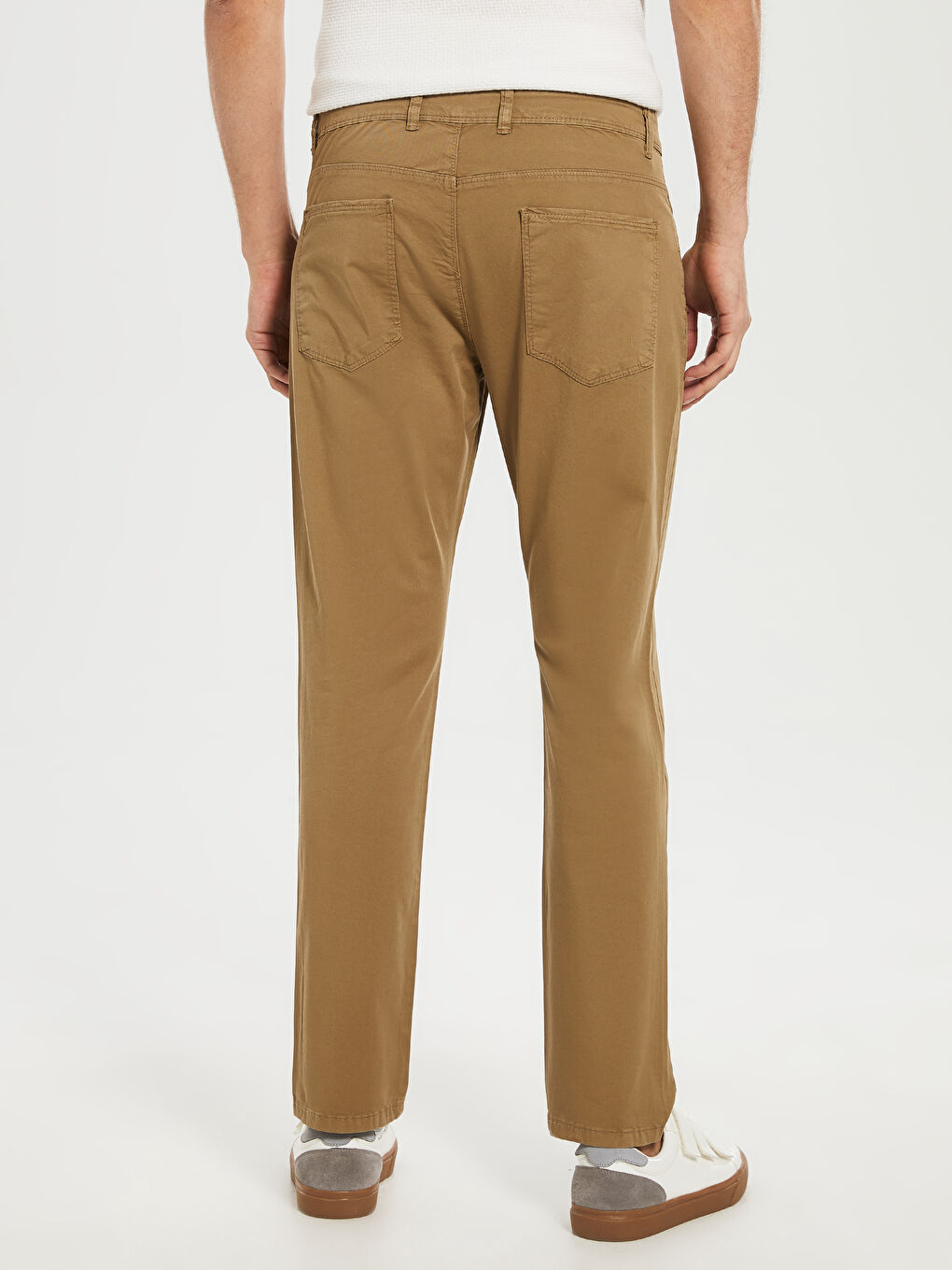 Bej Dar Kalıp Gabardin Erkek Chino Pantolon-4
