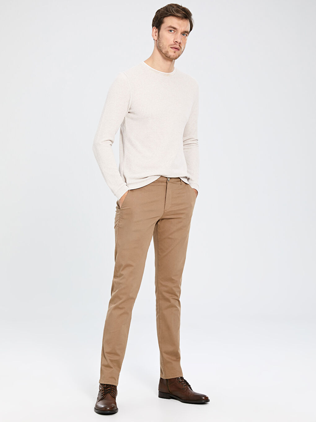 Koyu Bej Chino Pantolon-2