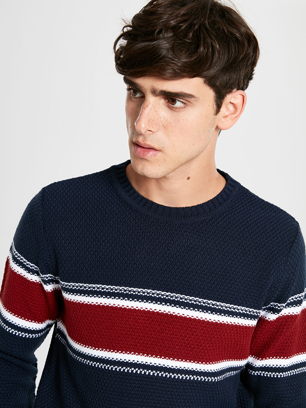 Lacivert Bisiklet Yaka Erkek Triko Kazak-2