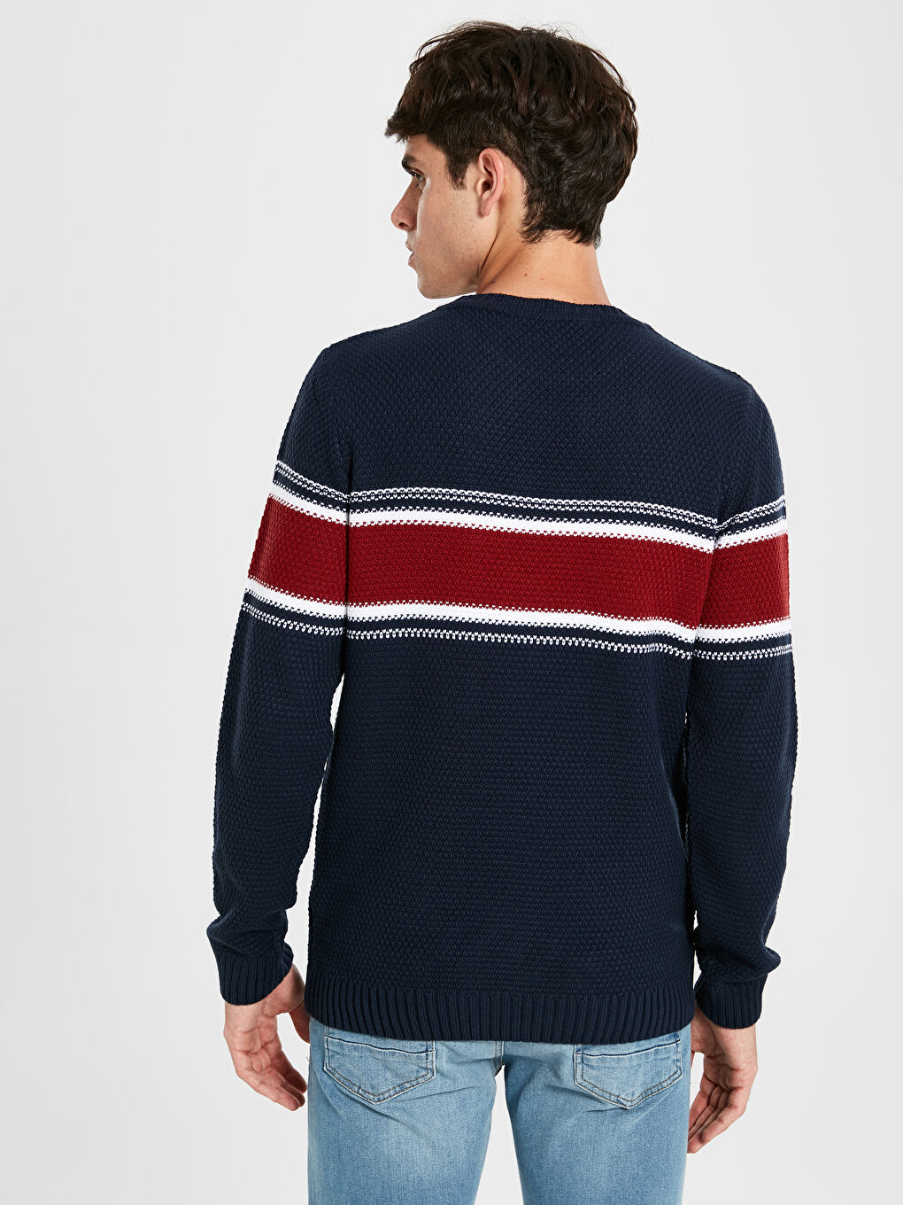 Lacivert Bisiklet Yaka Erkek Triko Kazak-3