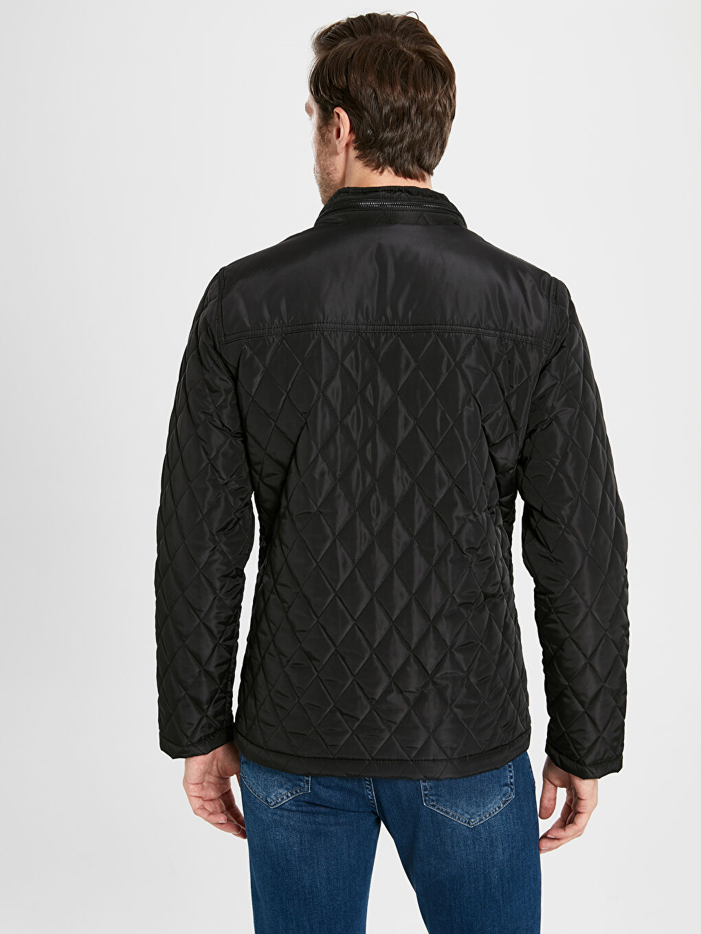 Siyah Dik Yaka Erkek Şişme Mont-3