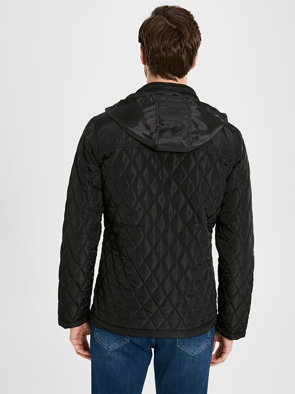 Siyah Dik Yaka Erkek Şişme Mont-4