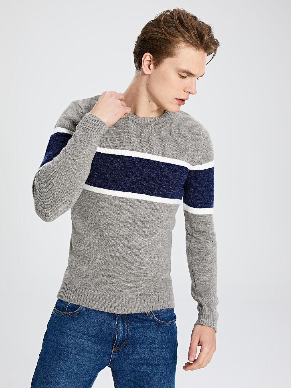 Мужчины Серый Свитер-1