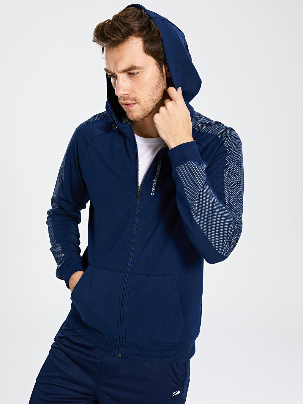 Lacivert Uzun Kollu Aktif Spor Erkek Hoodie