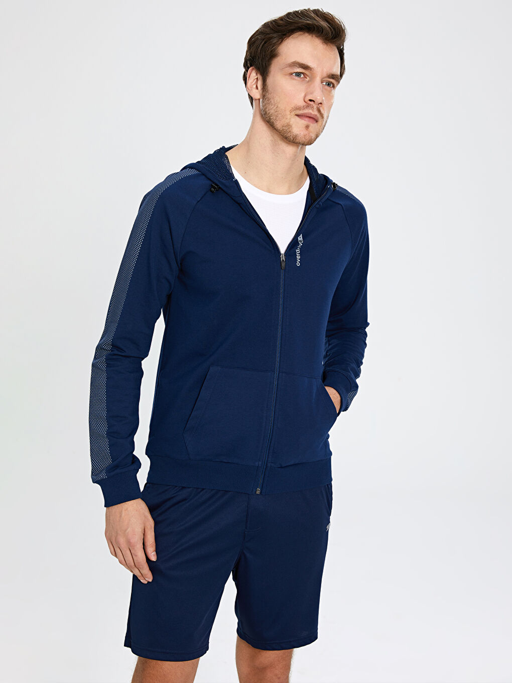 Lacivert Uzun Kollu Aktif Spor Erkek Hoodie-2