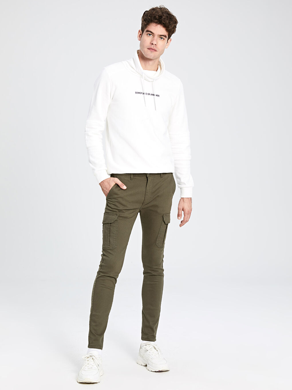 Haki Slim Fit Erkek Kargo Pantolon