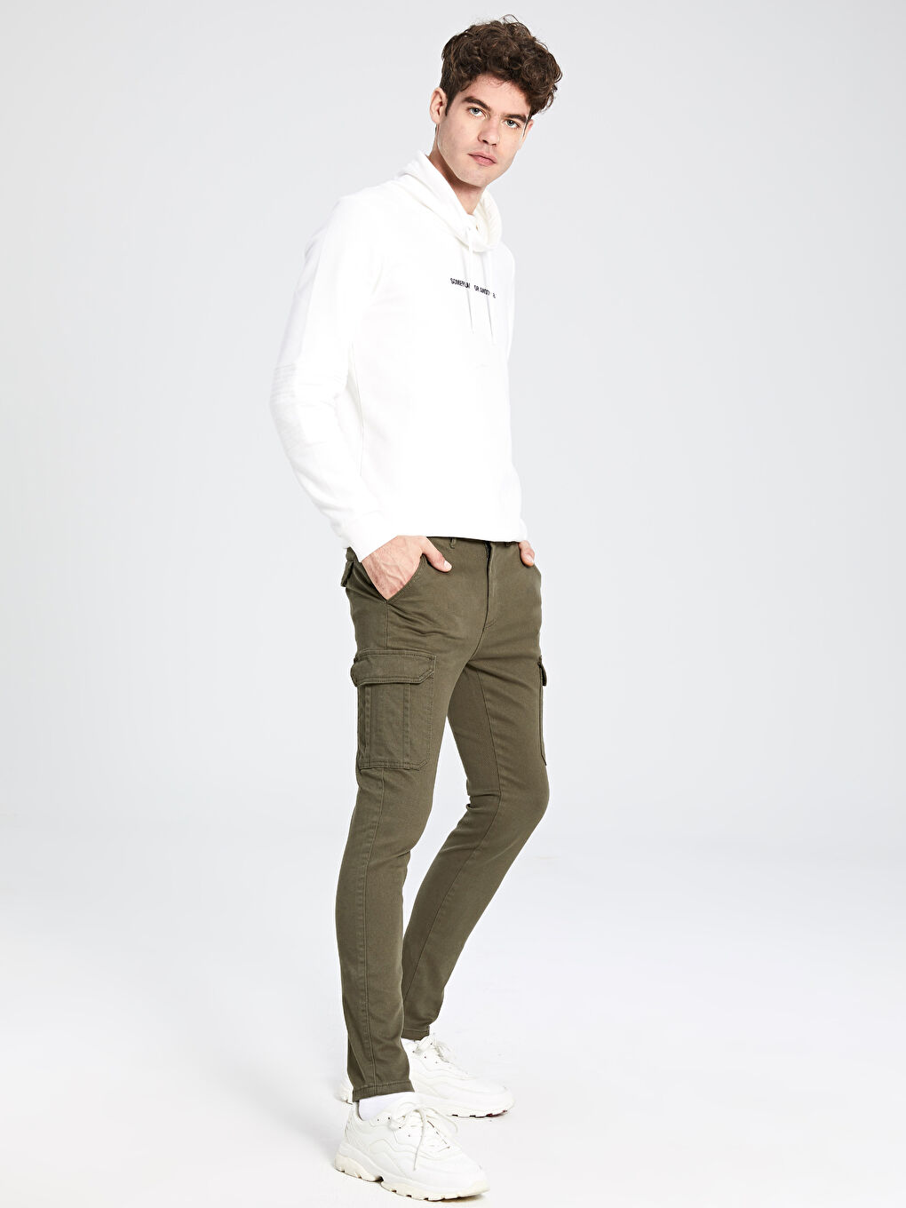 Haki Slim Fit Erkek Kargo Pantolon-1