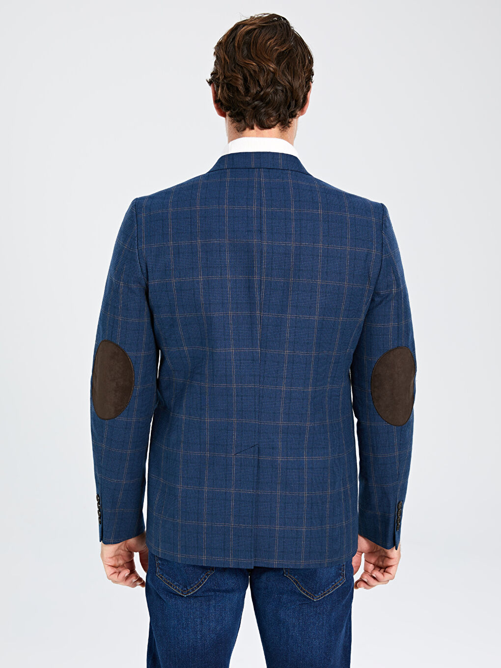 Lacivert Ekoseli Blazer Ceket-3