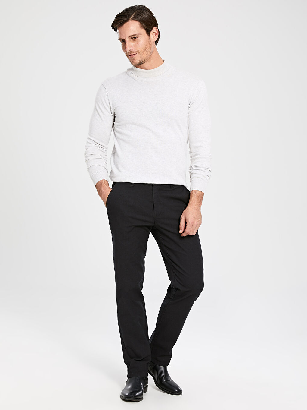 Gri Normal Kalıp Erkek Chino Pantolon