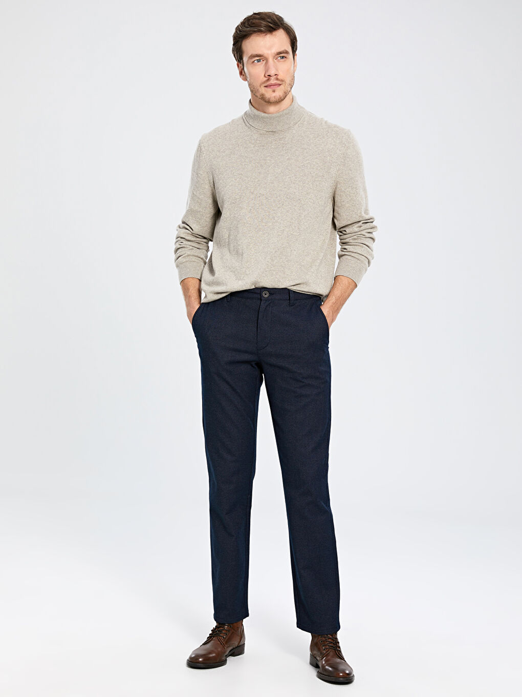 Lacivert Standart Kalıp Basic Erkek Pantolon-1