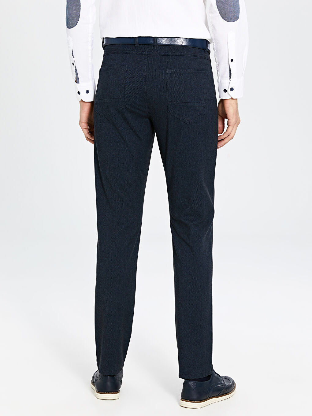 Lacivert Standart Kalıp Armürlü Erkek Pantolon-4