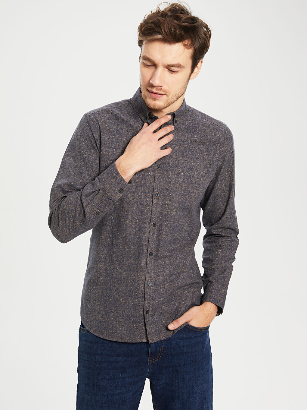 Bej Baskılı Gömlek-1