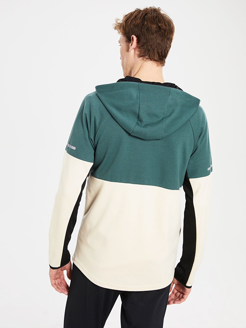 Bej Standart Kalıp Kapüşonlu Erkek Aktif Spor Hırka-4