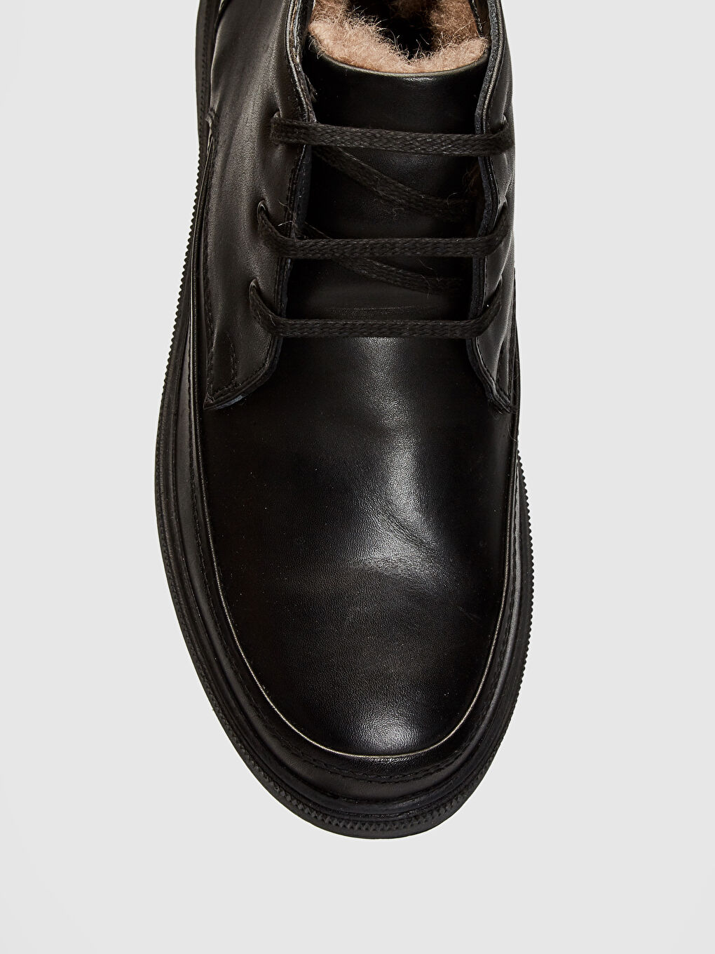 Siyah Hakiki Deri Bilek Boy Bağcıklı Erkek Bot-4