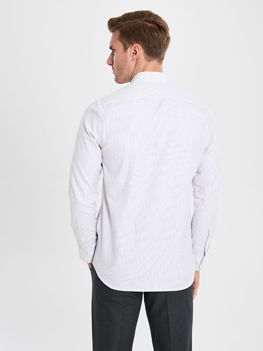 Bordo Slim Fit Uzun Kollu Poplin Erkek Gömlek-3