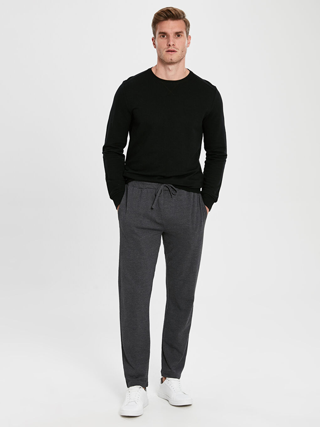 Antrasit Standart Kalıp Erkek Eşofman Altı-1