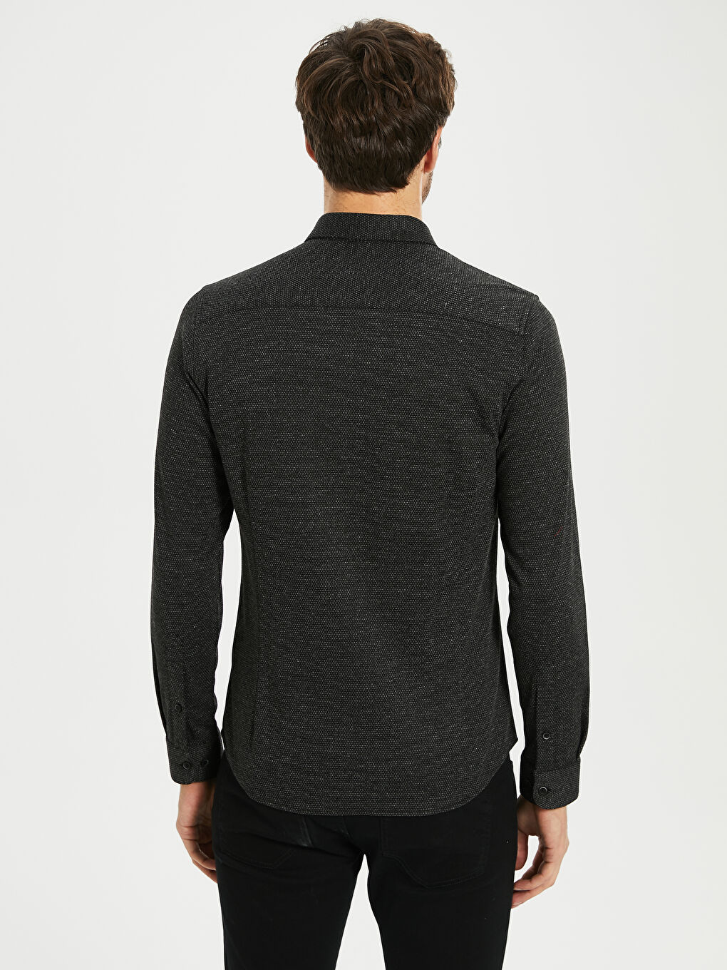 Antrasit Slim Fit Uzun Kollu Erkek Gömlek-3