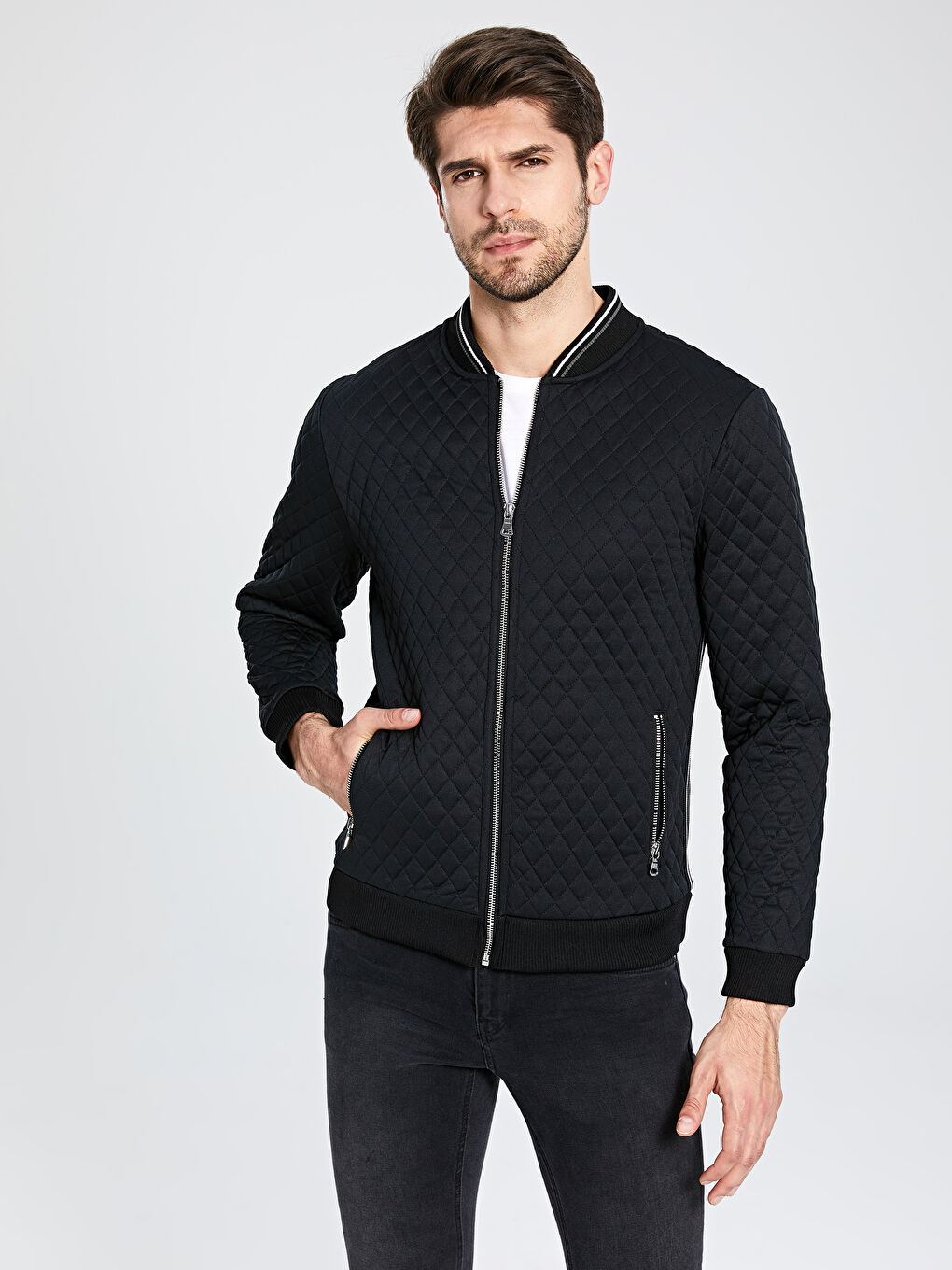 كارديجان خفيف الوزن مبطن بقصة ضيقة-1