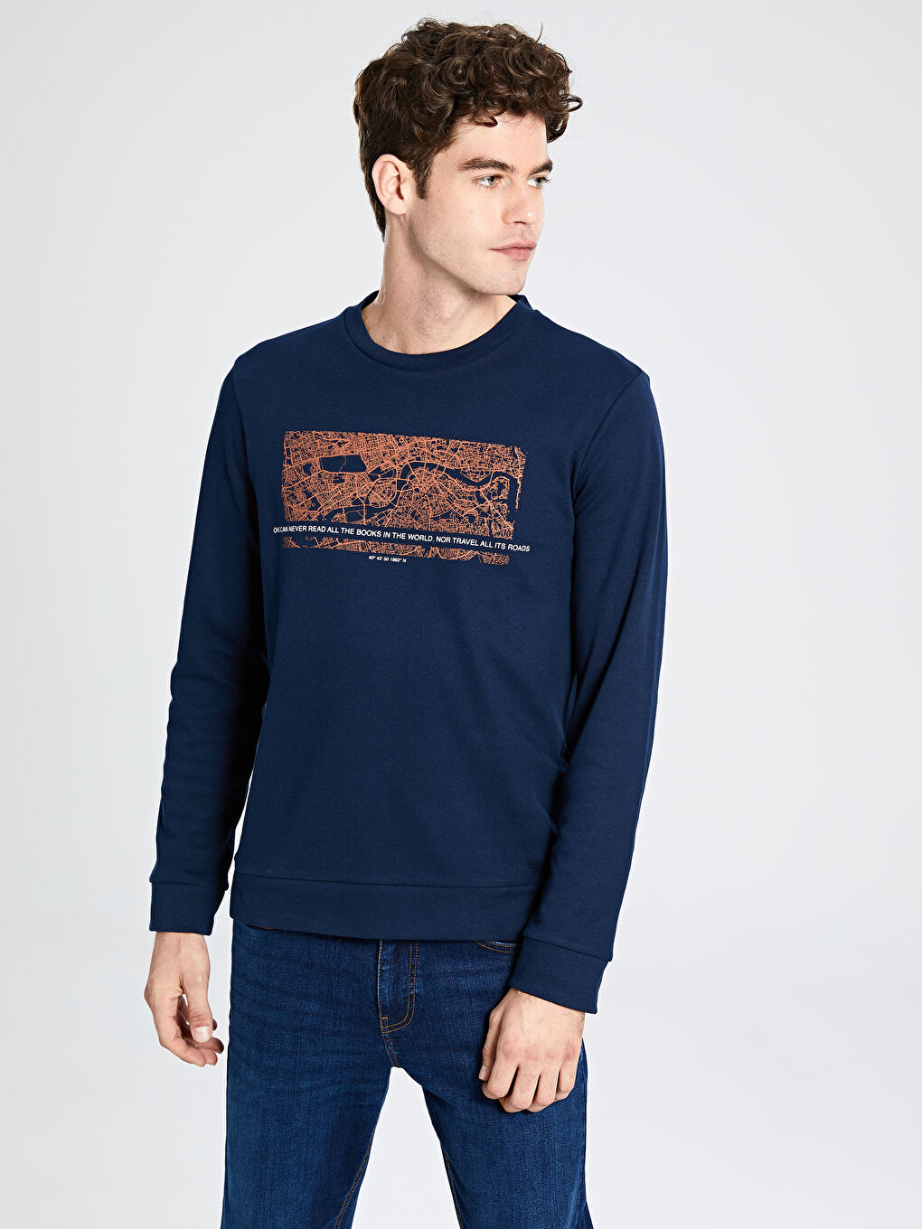 Мужчины Синий Свитшот