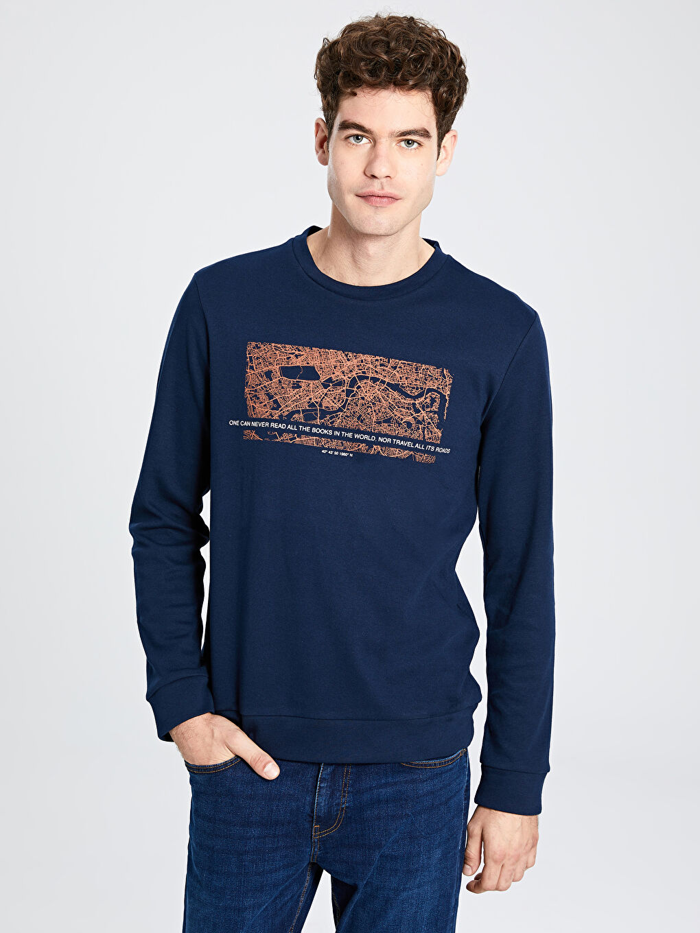 Мужчины Синий Свитшот-1