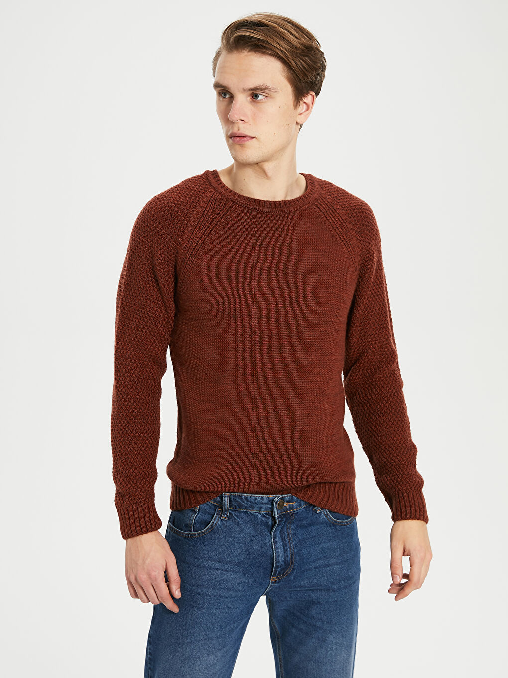 Мужчины Коричневый Свитер-1