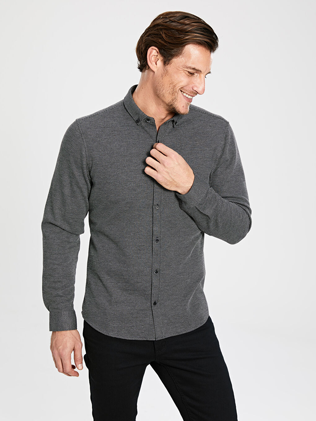 Usko Krojena Muška Košulja Dugih Rukava-2