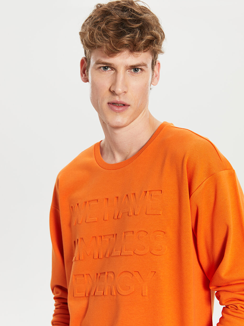 Turuncu Bisiklet Yaka Baskılı Kalın Sweatshirt Baba Oğul Kombini-2