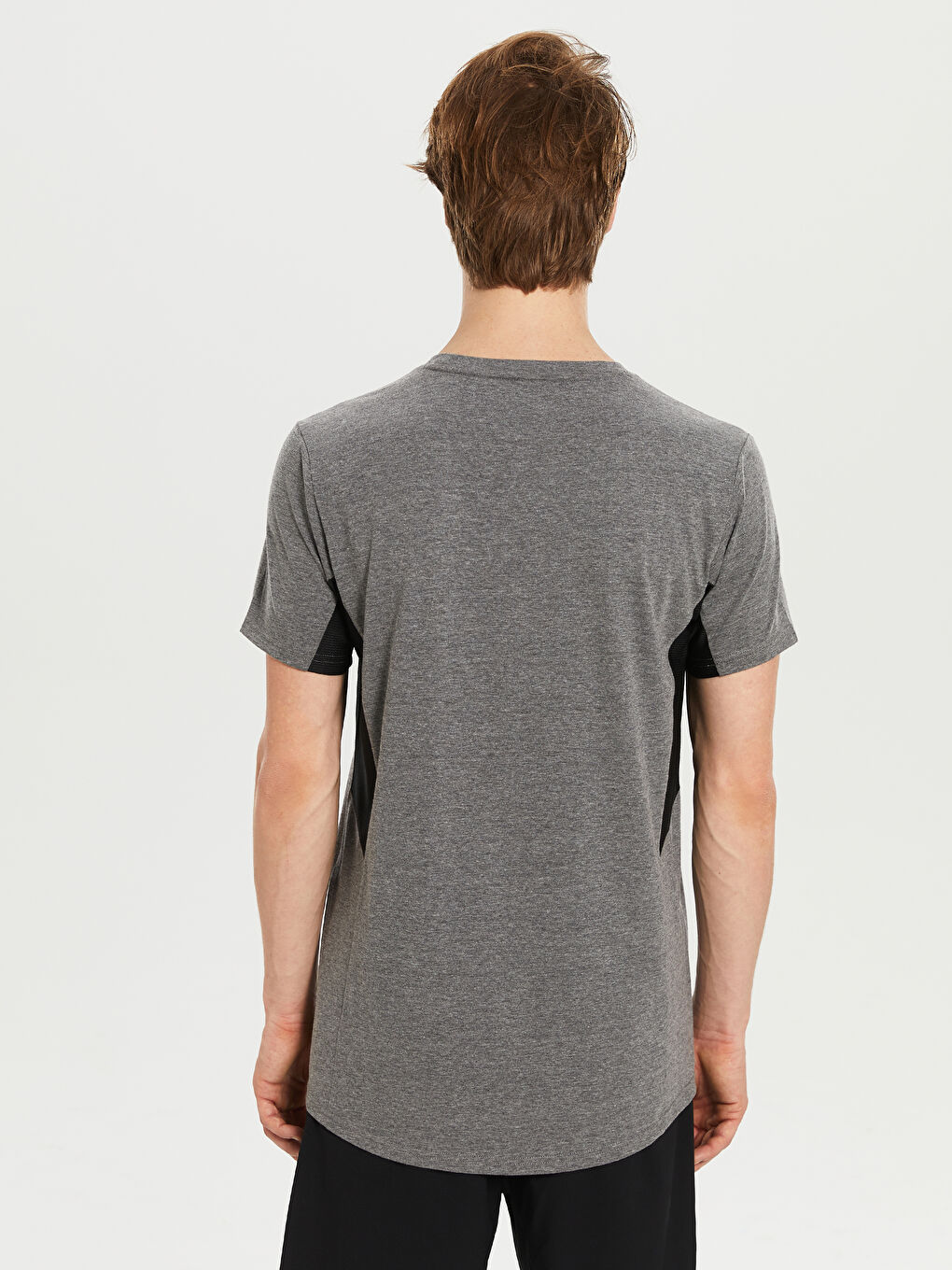 Gri Bisiklet Yaka Kısa Kollu Real Madrid Baskılı Aktif Spor Erkek Taraftar Tişört-2