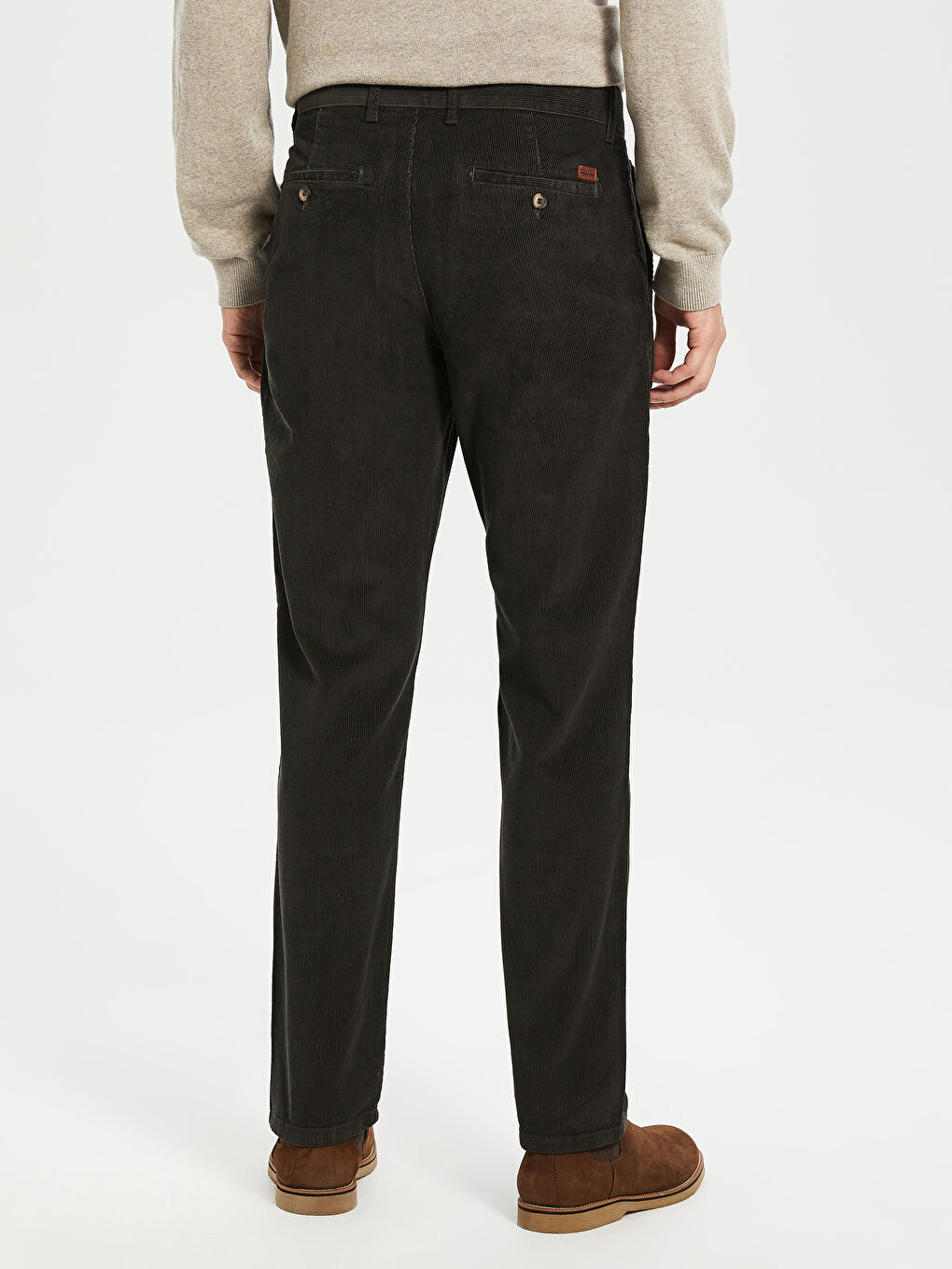 Haki Standart Kalıp Kadife Erkek Pantolon-4