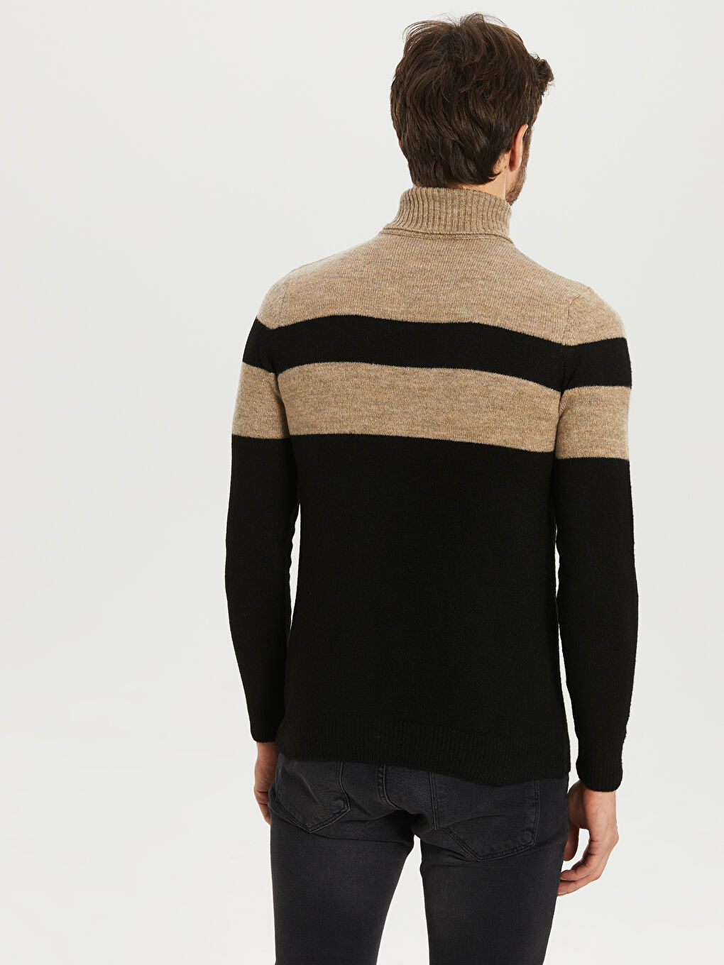 Siyah Bisiklet Yaka Erkek Triko Kazak-3