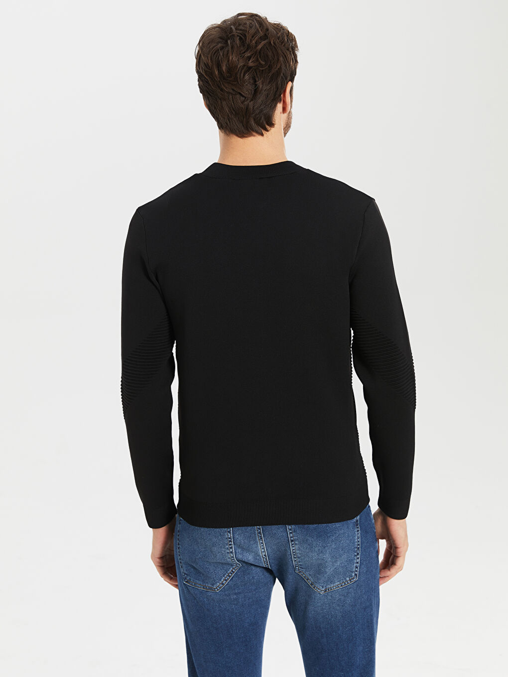 Siyah Slim Fit Kolej Yaka İnce Erkek Triko Hırka-3